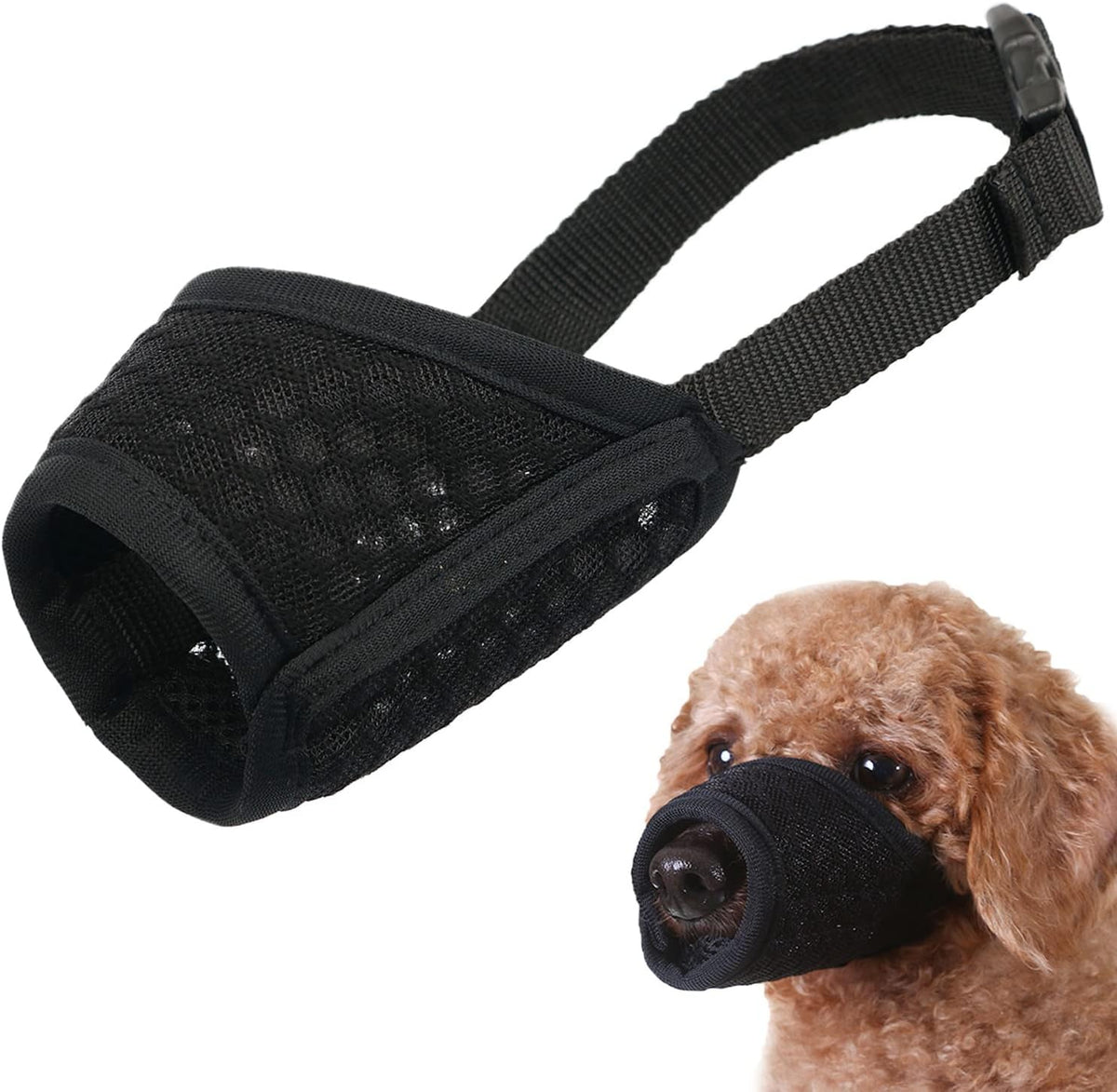 Dog Muzzle, Puppy Soft Mesh Muzzles for Grooming Biting Chewing – Essentials for Dogs - Black / XS-(Snout 5¼”-6”)