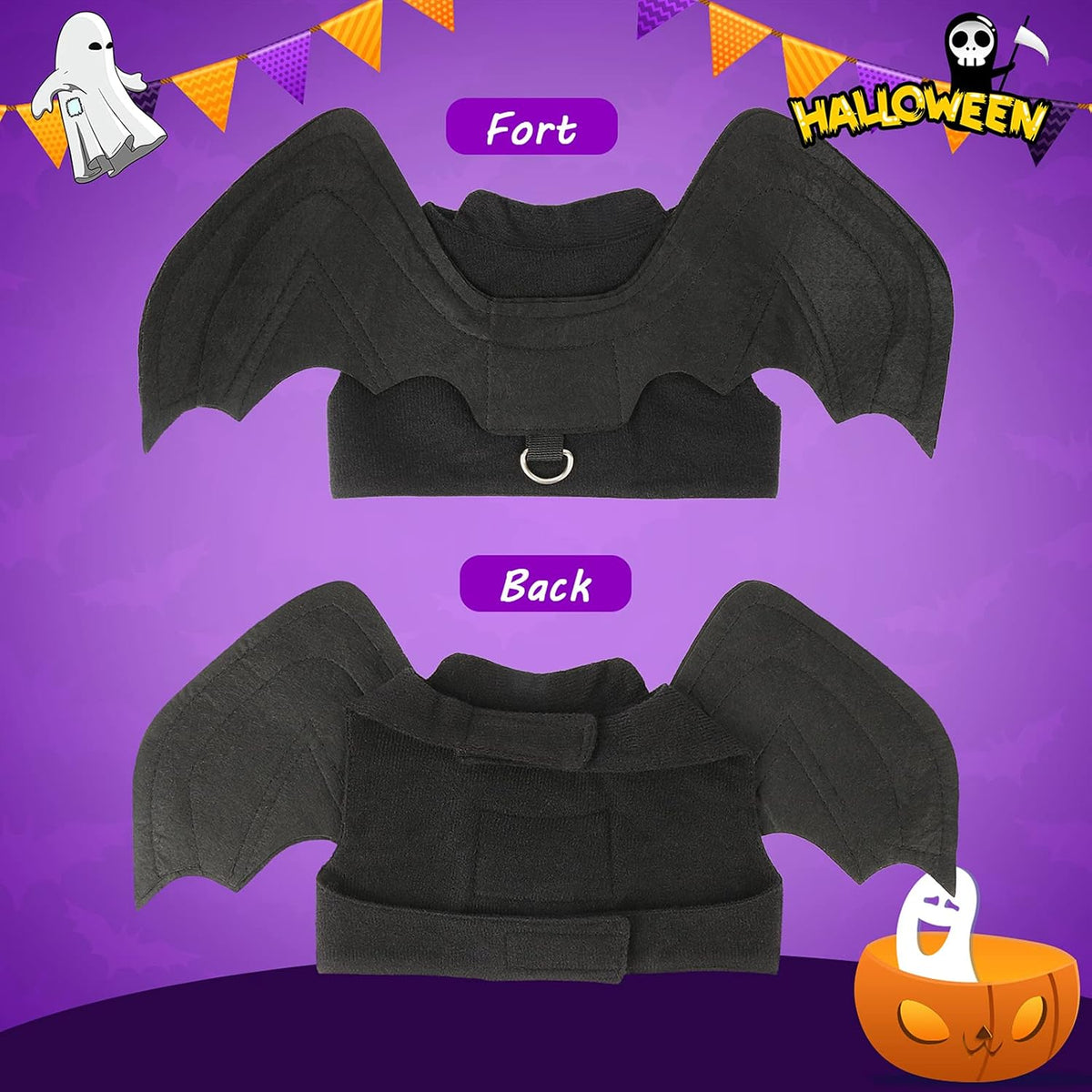 Dog Halloween Costume, Halloween Bat Wings for Dogs Cats - Medium - image 2