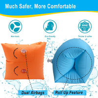 10Leccion 2 Pack Inflatable Arm Floaties for Toddlers - Bule & Orange - image 2