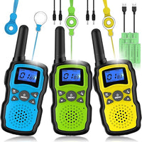 Wishouse Walkie Talkies Rechargeable for Kids Adults Long Range,Xmas Birthday Gift for Boys Girls 4 5 6 7 8 9 10 Year Old,Hiking Gear Camping Games Toys with Flashlight,VOX,Easy to Use 3 Pack