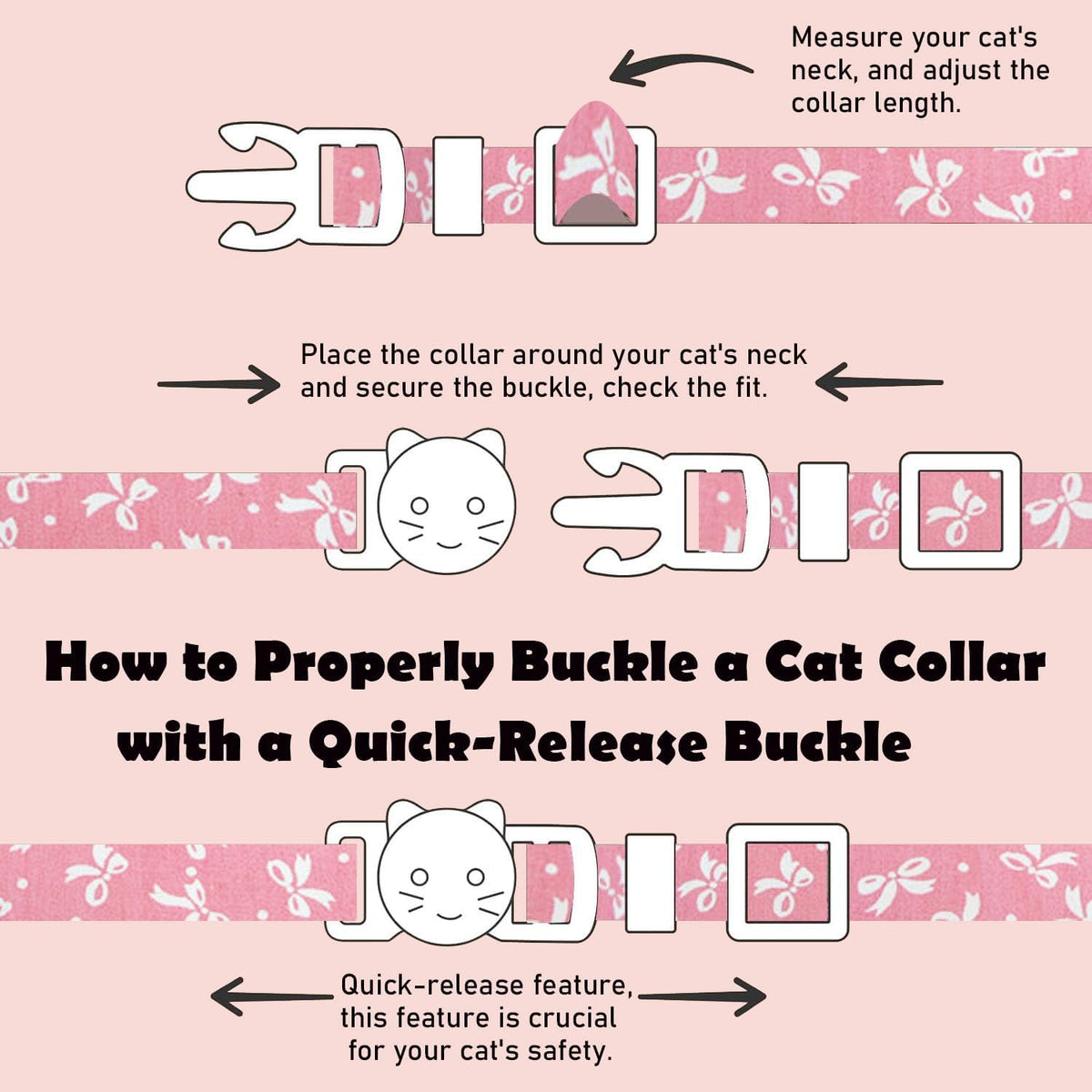 2 Pack Cotton Breakaway Cat Collars Set with Bell and Flower Pendant - bowtie - image 2
