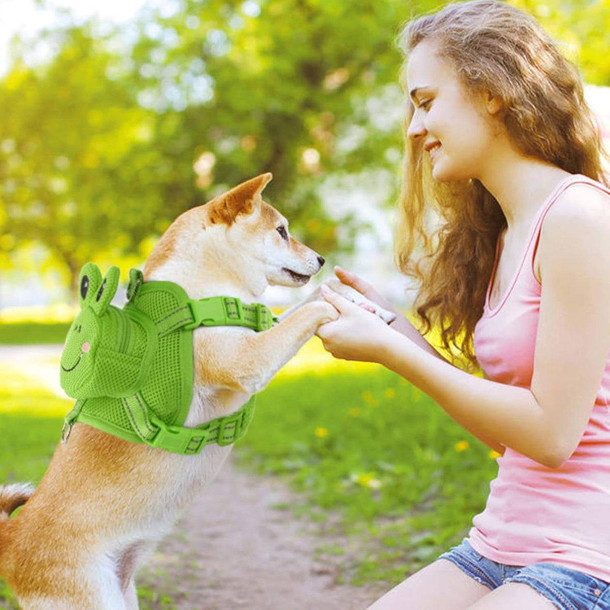 Dog Harness with Backpack - 23.6"L x 10.0"W x 0.8"H / Green Frog - image 4