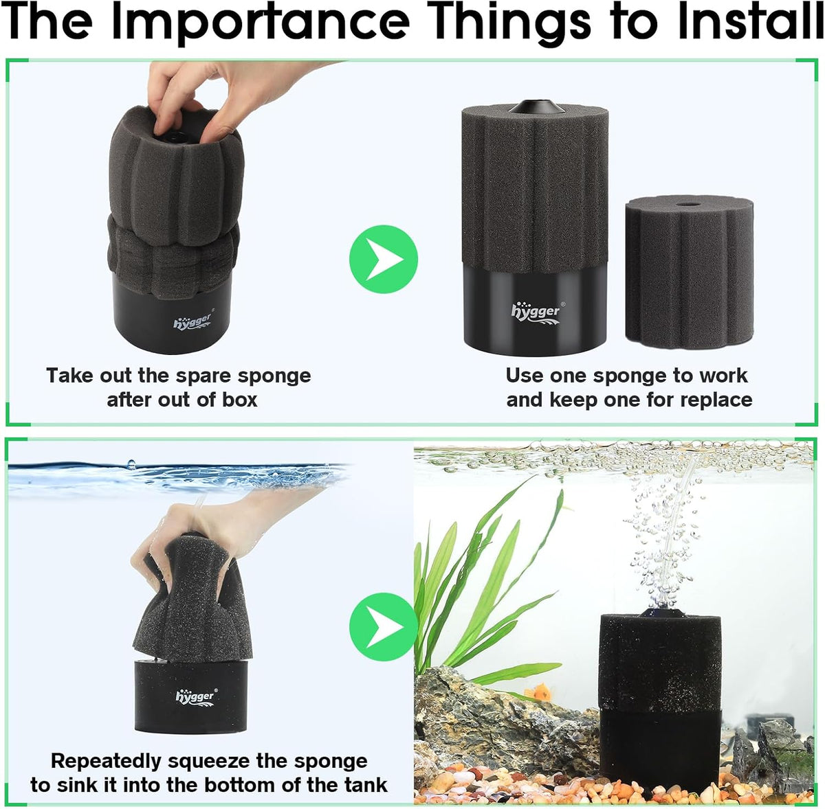 hygger Aquarium Sponge Filter 8-20 Gallon Small Fish Tank Filter - Medium - image 4