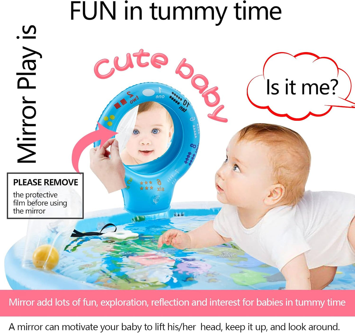 Tummy Time Mat Extra Large 31.5"×31.5" for 3-12 Months Baby - image 2