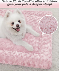 Exsnugy Washable Dog Bed Mat Medium Size Fluffy Pet Crate Pad 36x23 – Essentials for Dogs - Pink / 36.00" x 23.00" x 1.50" - image 3