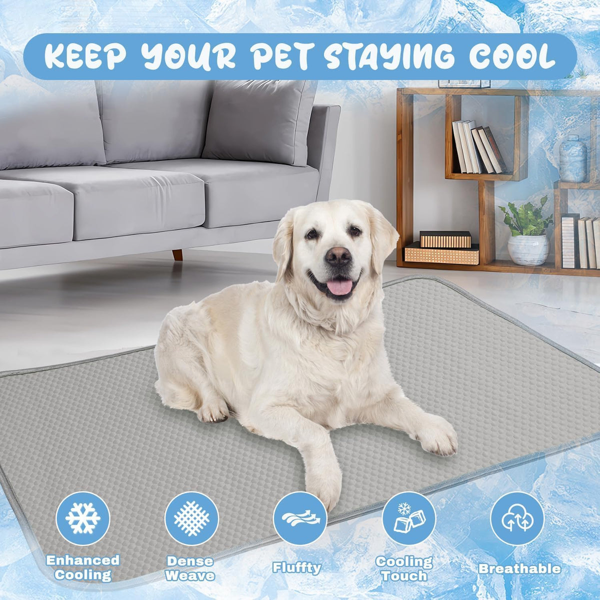 Buvlnee Summer Dog Cooling Mat - Gray / 40x28in