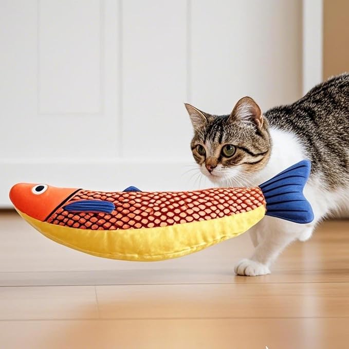 Cat Toys for Bored Indoor Adult Cats - Catnip Toys for Mental Stimulation, Interactive & Durable Kicker Toys for Solo Play, Best for Lazy or Senior Cats (Orange)