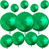12PCS Iridescent Round Foil Balloons 22" 15" 10" Large Holographic - 22/15/10inch Green