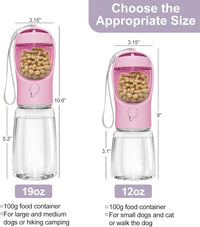 Portable Dog Water Bottle with Food Container - Pink / 12oz - image 3