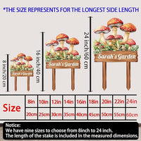 Personalized Mushroom Metal Sign with Stake,Custom Gardener Family Name Signs Outdoor Decor,Customized Flower Gardening Housewarming Gifts,Flowers Plaques for Patio Lawn Porch Backyard Farmhouse
