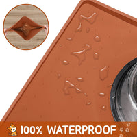 MateeyLife Silicone Cat & Dog Food Mat for Floors Waterproof - Brown / 22"L x 14"W - image 4