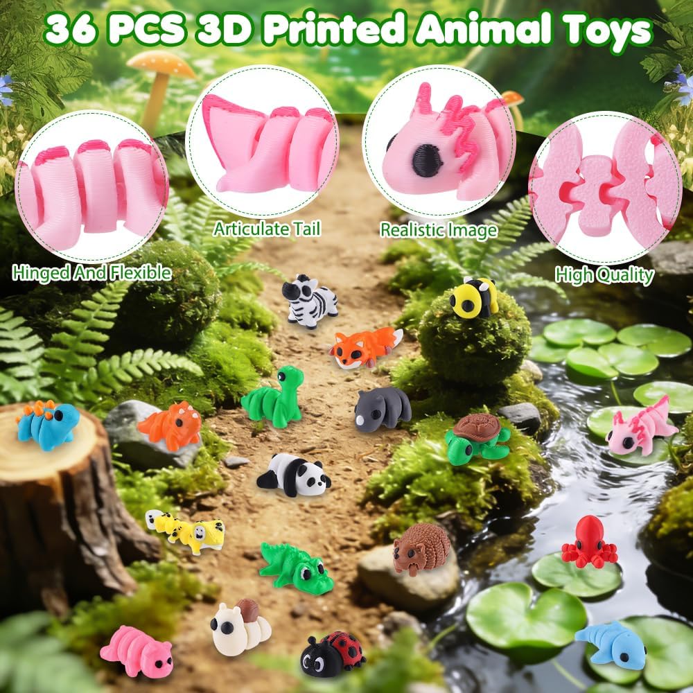 Celltestria 18PCS 3D Printed Skeleton Fidget Toys with Coffin Storage - 36Pcs Mini Animals - image 3