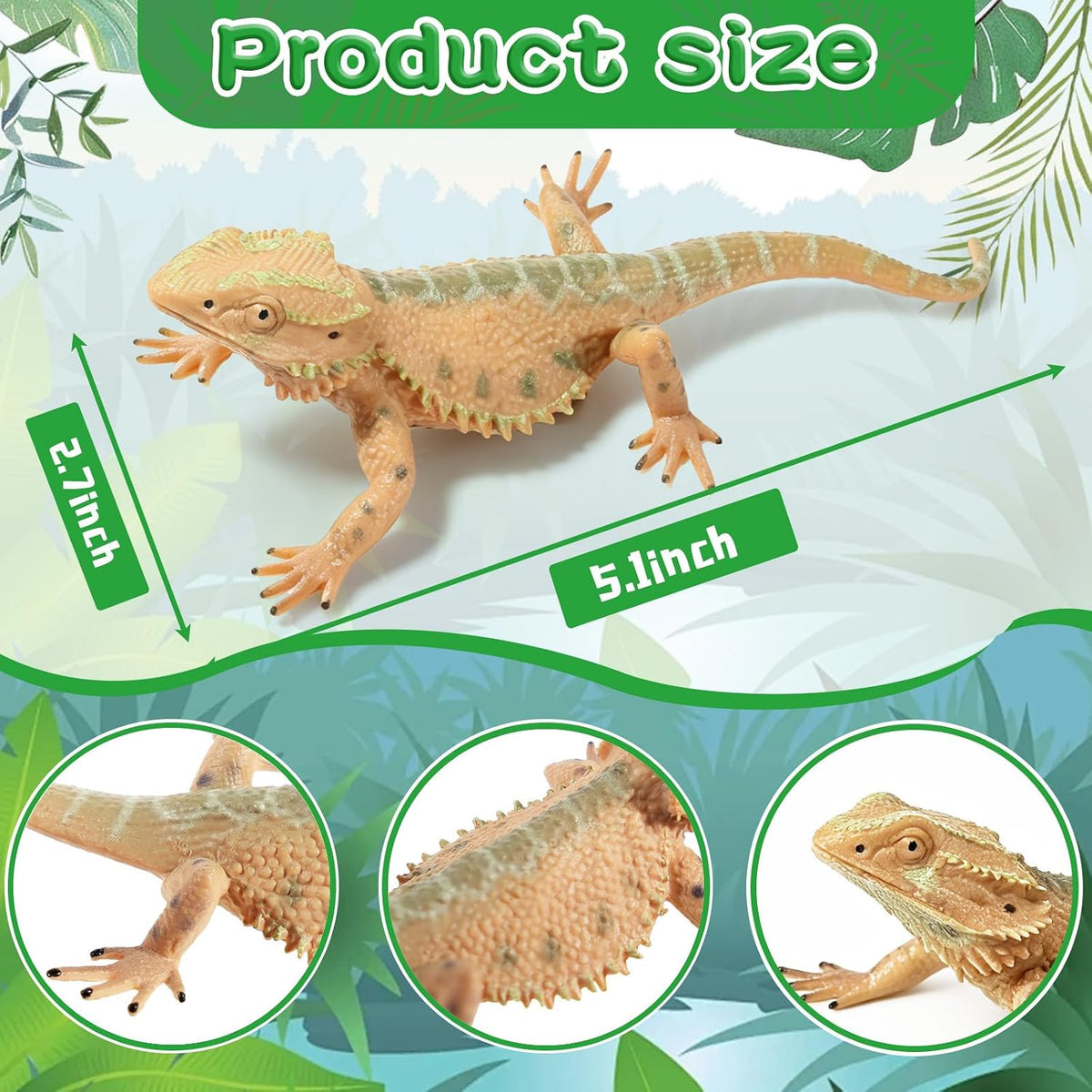 Rich Boxer 5 inch bearded dragon figurine, detailed plastic lizard for home and garden decor - view 2
