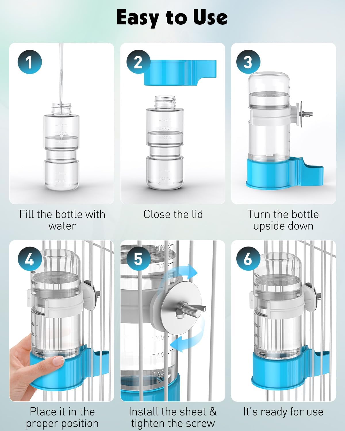 Pawfly 2 Pcs Bird Water Dispenser, Automatic Water Feeder - 2 PC / White&Blue - image 3