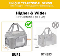 Large Cat Carrier Soft Side Pet Carrier for Kitten Puppy Collapsible Travel Small Dog Carrier, TSA Airline Approved Pet Carriers for Under 20 lbs, Gray