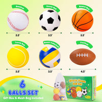PlayZap 7 pack of 5 inch soft rubber sports balls for kids, including rainbow designs - view 10