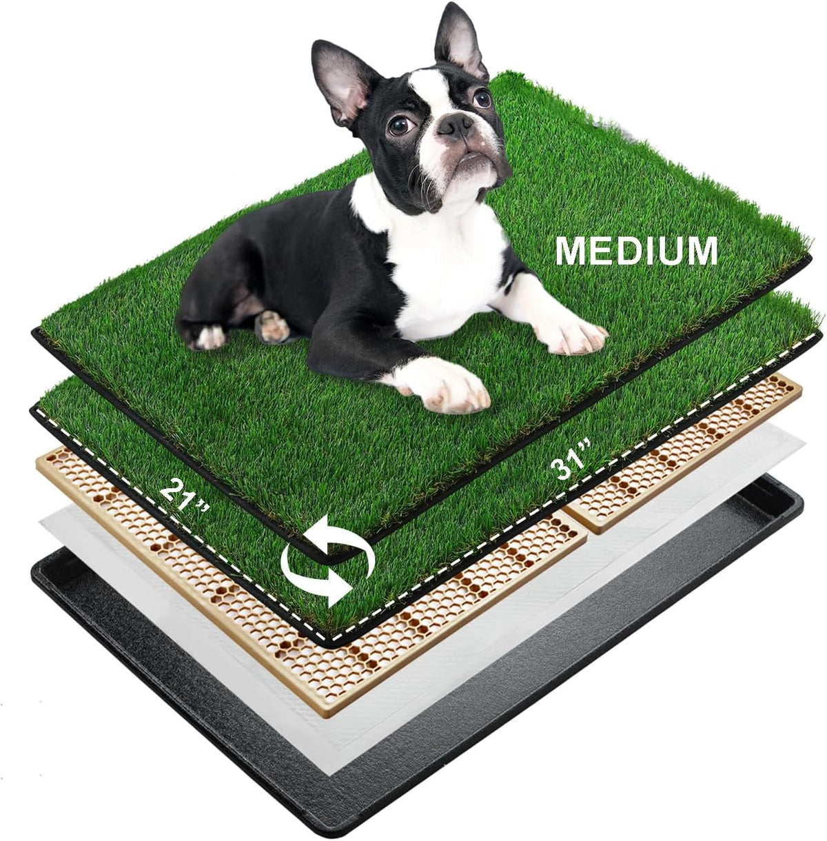 MEEXPAWS Dog Grass Pee Pads for Dogs with Tray - Medium - 31 x 21 inch
