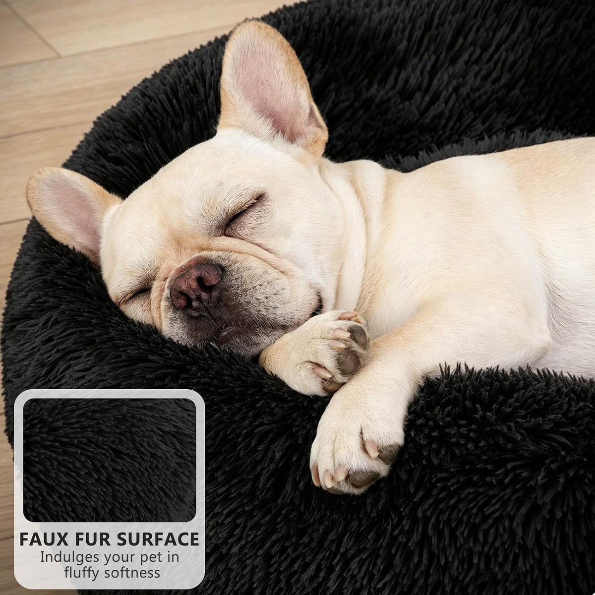 MIXJOY Orthopedic Dog Bed Comfortable Donut Cuddler Round Pet Beds - S(23’’x 23’’) / Black - image 3