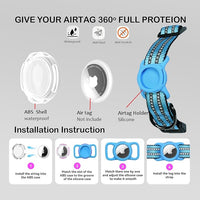 Reflective Dog Collar with Apple AirTag Holder & QR Code Pet ID Tag,Soft Nylon Adjustable Dog Tracker Collar with Safety Lock for Medium Dogs(Blue, M)