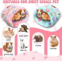 2 Pcs Guinea Pig Fleece Hideouts, Blue, Khaki, Star – Daily Care for Small Pets - Green, Pink / Flowers - image 3