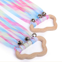 MEROCO 2-pack rainbow ribbon wands with natural wood rings and six fabric ribbons each - view 4