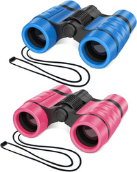 ESSENSON binoculars for kids, set of 2 in blue and black with neck straps and carrying bags - view 2