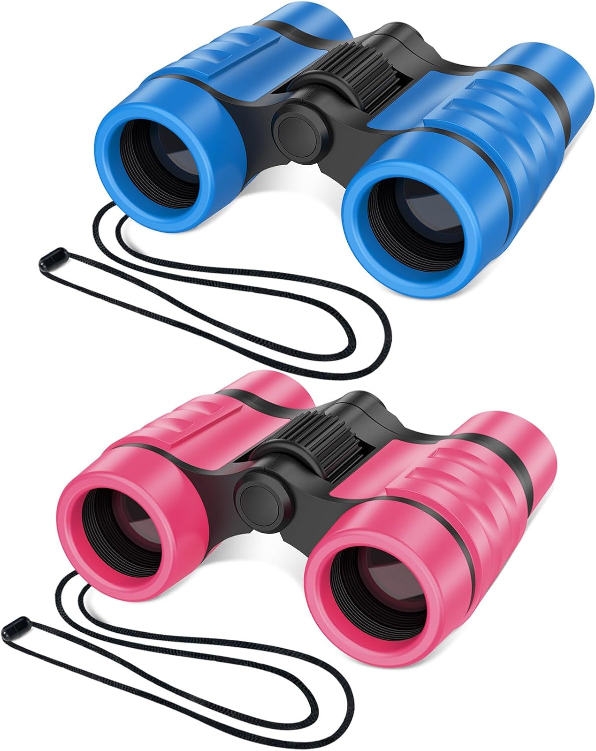 ESSENSON binoculars for kids, set of 2 in blue and black with neck straps and carrying bags - view 2
