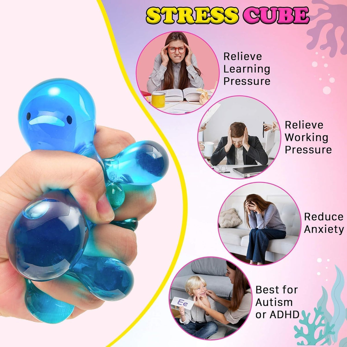 Squishy Fidget Toys Stress Cube - Whale - image 4