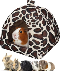 Mygeromon Guinea Pig Bed Rabbit Hideout Cuddle Cup – Daily Care for Small Pets - Leopard Print Style