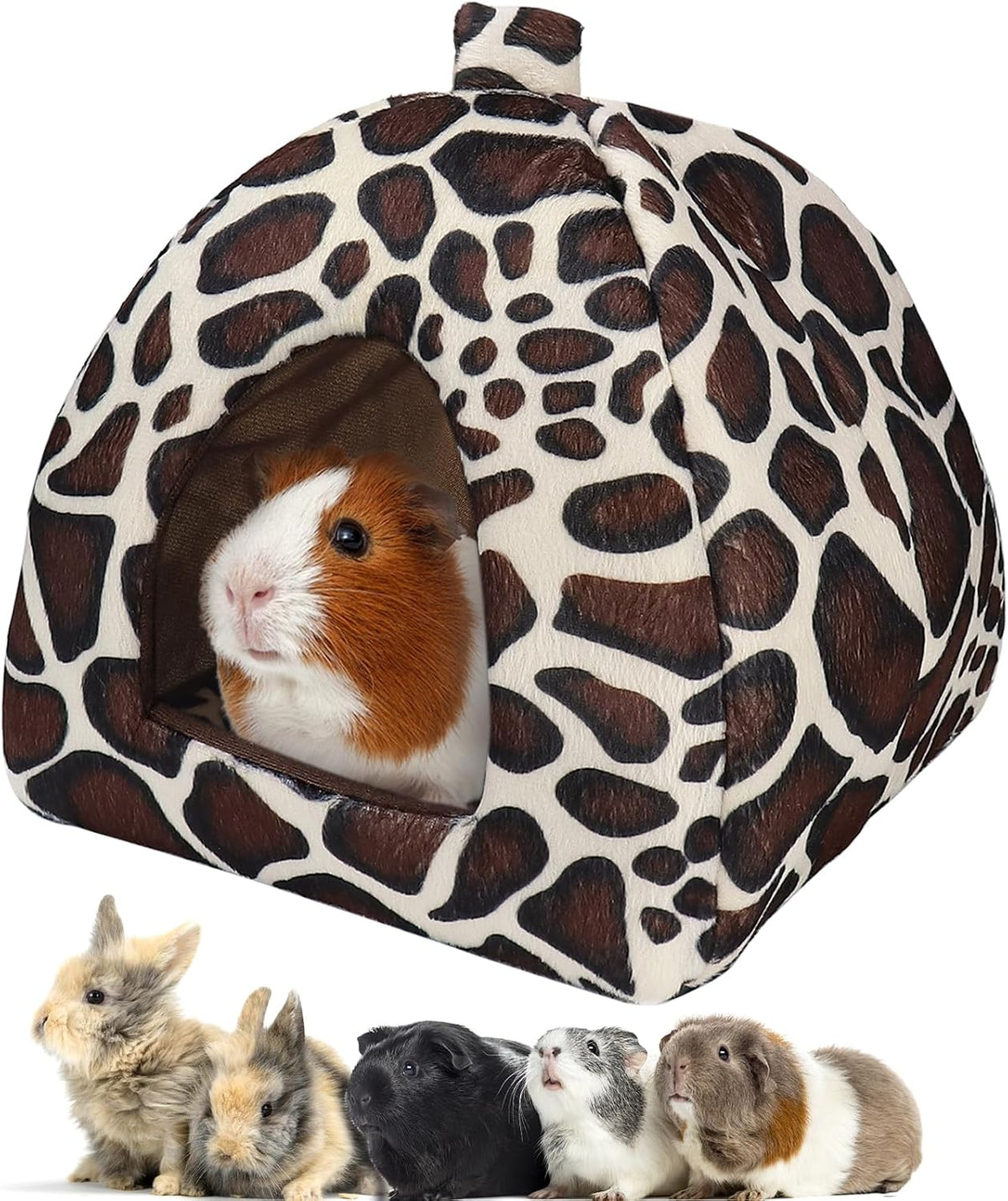 Mygeromon Guinea Pig Bed Rabbit Hideout Cuddle Cup – Daily Care for Small Pets - Leopard Print Style