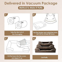 EHEYCIGA Orthopedic Dog Beds for Extra Large Dogs, Waterproof Memory Foam XXL Dog Bed with Sides, Non-Slip Bottom and Egg-Crate Foam Big Pet Couch Bed with Washable Removable Cover, Brown