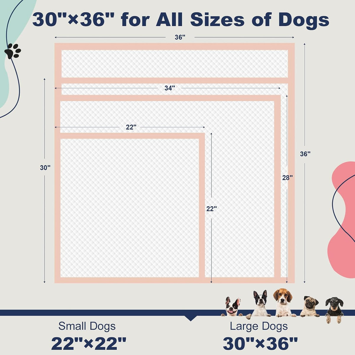 Puppy Pads XL 100 Count, Dog Pee Pads Extra Large - 30"×36" - 40 Count (Pink) - image 3