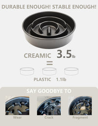 Ceramic Slow Feeder Dog Bowls - Black / 10 Inches - image 4