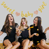 BEISHIDA Pre-Strung Glitter Champagne Girl Baby Banner Baby Shower - gold - image 4