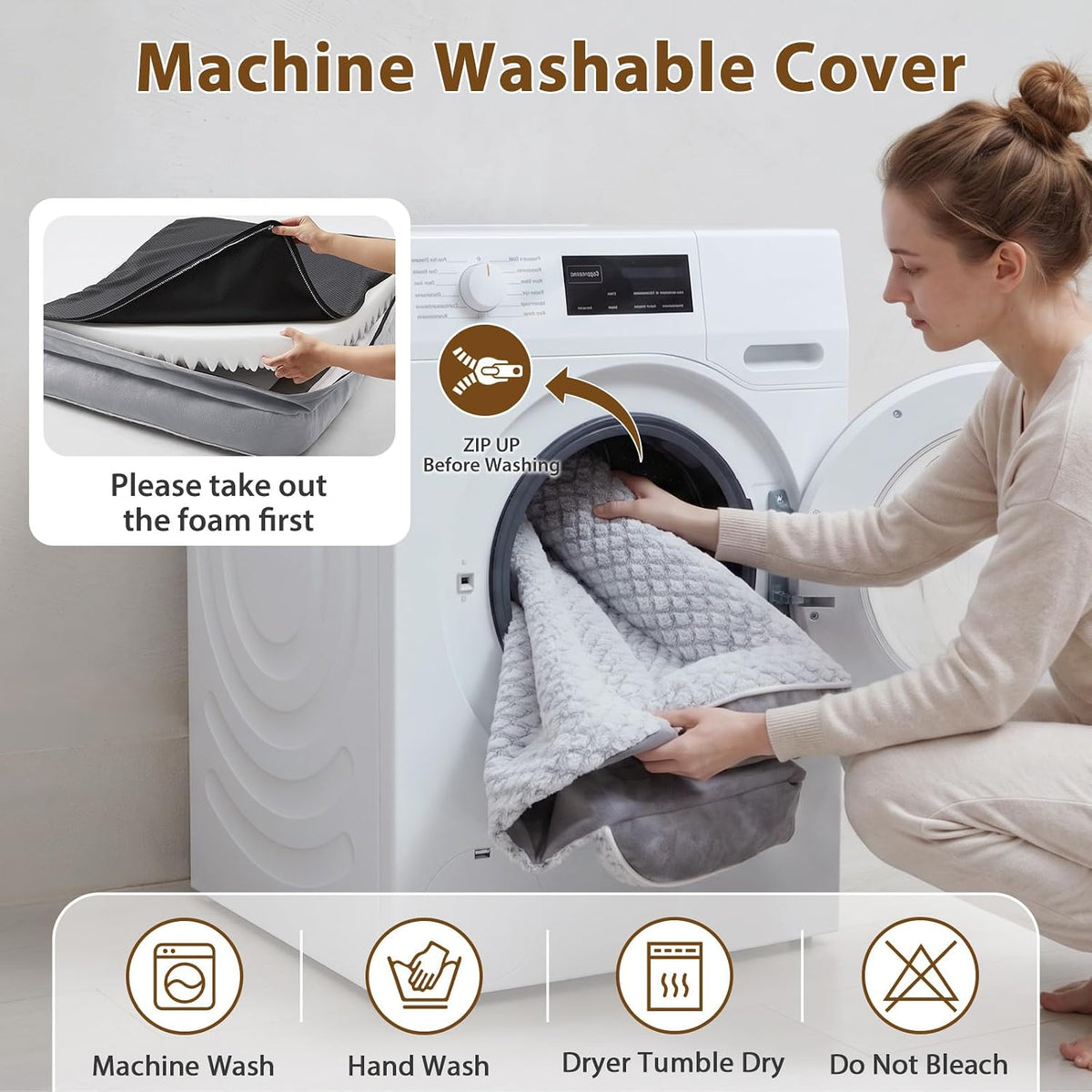 Washable Orthopedic Dog Bed - Grey / 36"L x 27"W x 6.5"Th - image 4