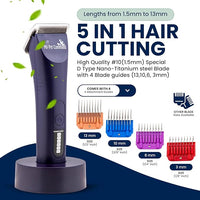 My Pet Command Professional Dog Grooming Clipper, Cordless Hair Trimmer, Brushless Motor, Heavy Duty Kit for Dogs Pets Cats, for Thick Coats, Low Noise, Light Weight