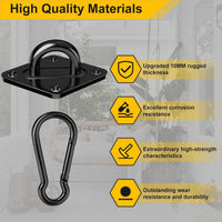 Morzejar black heavy duty hammock hooks kit with M10 pad eyes and snap hooks - view 4