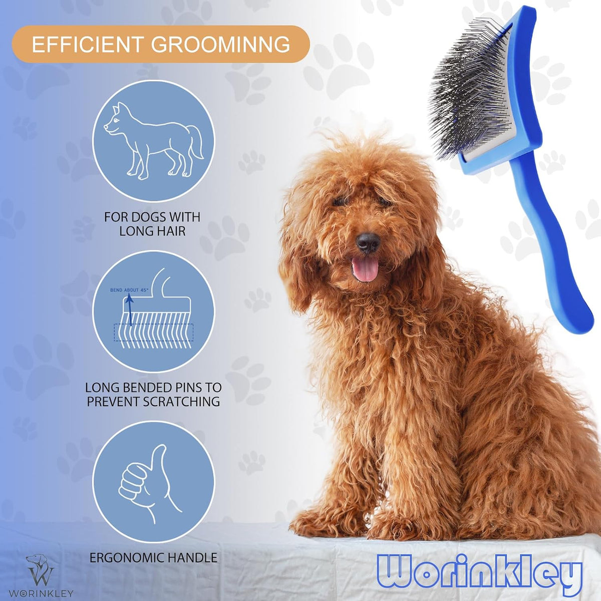 Slicker Brush for Dogs, Long Pin Doodle Grooming Brush, Large - image 4