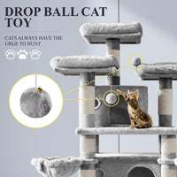 Allewie 68 Inches Cat Tree/House and Towers for Big Feline/Scratching - 68 in / Light Grey - image 3