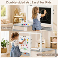 INFANS 3 in 1 kids art table and chair set with double-sided easel and paper roll - view 3