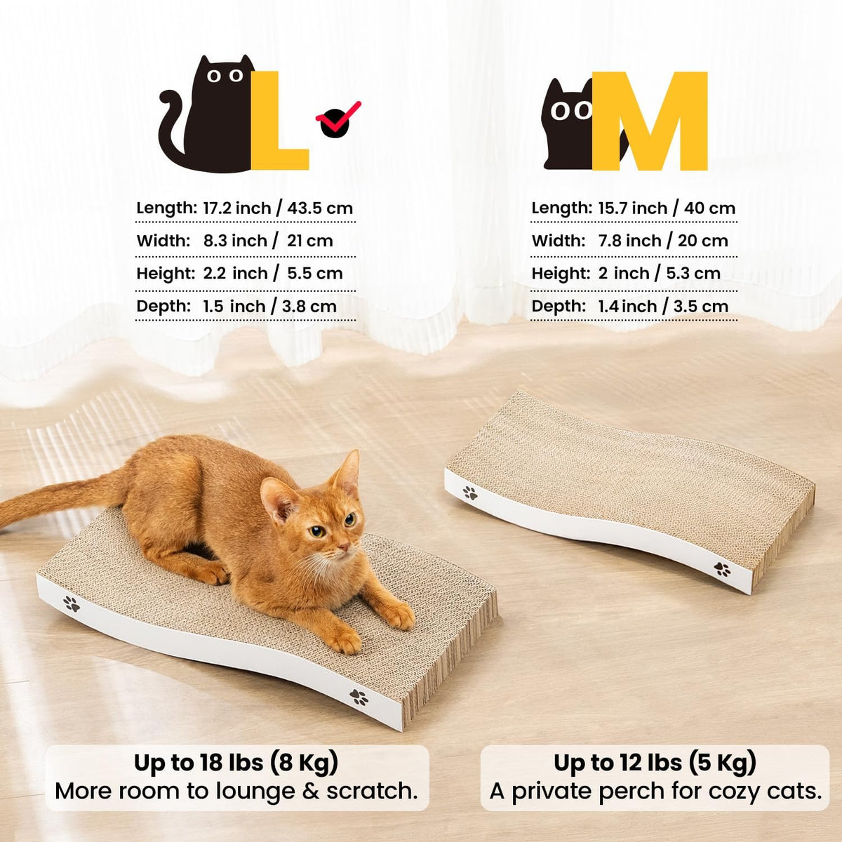 Cat Scratcher, Durable Scratch Pad - White / M: 15.7" - 4 Pack - image 4