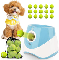 Automatic Ball Launcher for Dogs: Indoor Thrower Fetch Machine - Blue / 10-30FT for Small Dogs