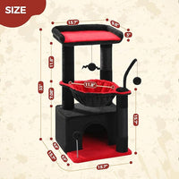 PEQULTI 4-in-1 Gothic Cat Tree, 33'' Cat Tower for Indoor Cats with Large Condo, Cat Scratching Post for Cats with Deep Hammock& Cozy Top Perch,Black