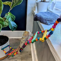 Bird Ladder Toys Coloured Flexible Parrot Swing Bridge Wooden - 27.6 in (12 Steps) - image 3
