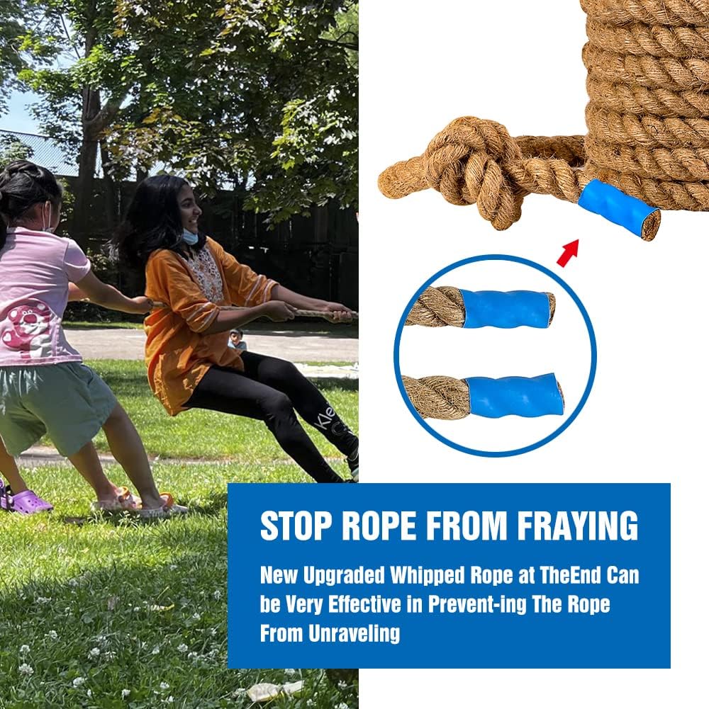 Gothink 50 ft tug of war rope for kids in natural jute with red flag and carrying bag - view 8
