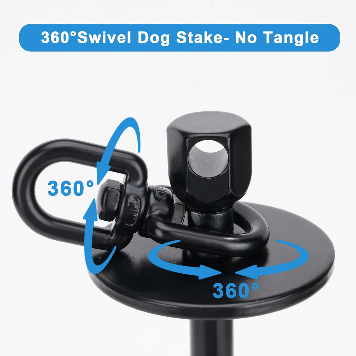 iklekione Dog Tie Out Stake, 360° Swivel -No Tangl - 14 ft Cable + Hexagonal head Stake - image 3