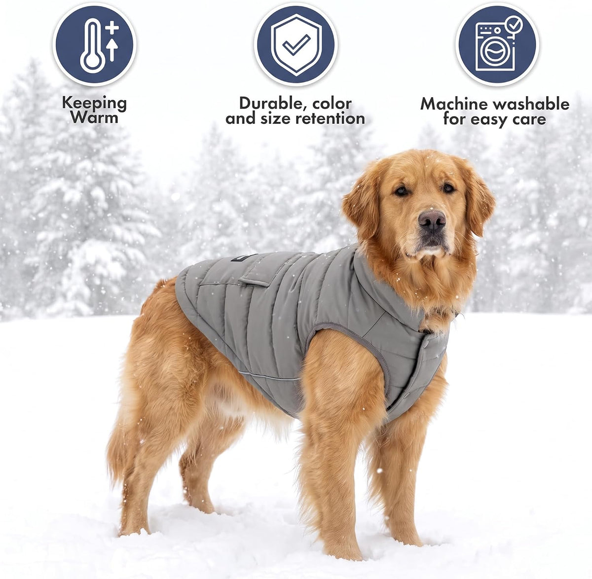 Spark Paws Dog Winter Coat Jacket - Grey / XX-Large - image 2