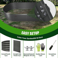 A ANLEOLIFE 6X2X1.5 ft Galvanized Raised Garden Beds Outdoor, Oval Round Metal Planter Box for Planting Vegetables Flowers Herb, Anti-Rust & Easy-Setup, Quartz Grey
