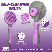 Dog Brush for Shedding, 7 PCS Dog Grooming Brush Kit Including Undercoat Rake, Slicker Brush, Dematting Comb, Nail Clipper, Bath Brush for Long & Short Haired Dogs, Cats - Purple