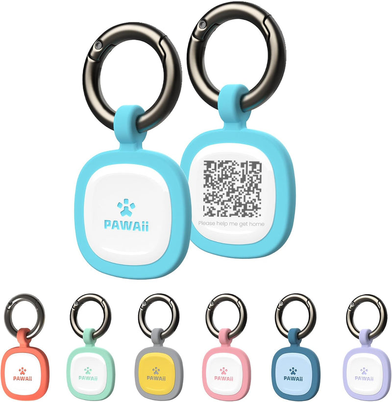 Pawaii Dog ID Tag, Silent Silicone QR Code Tag, Scan Alerts - Sky Blue
